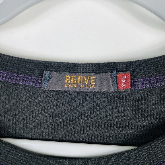 Agave Size XXL Waffle Knit Crew Neck Long Sleeve T-Shirt Black - Picture 3 of 4